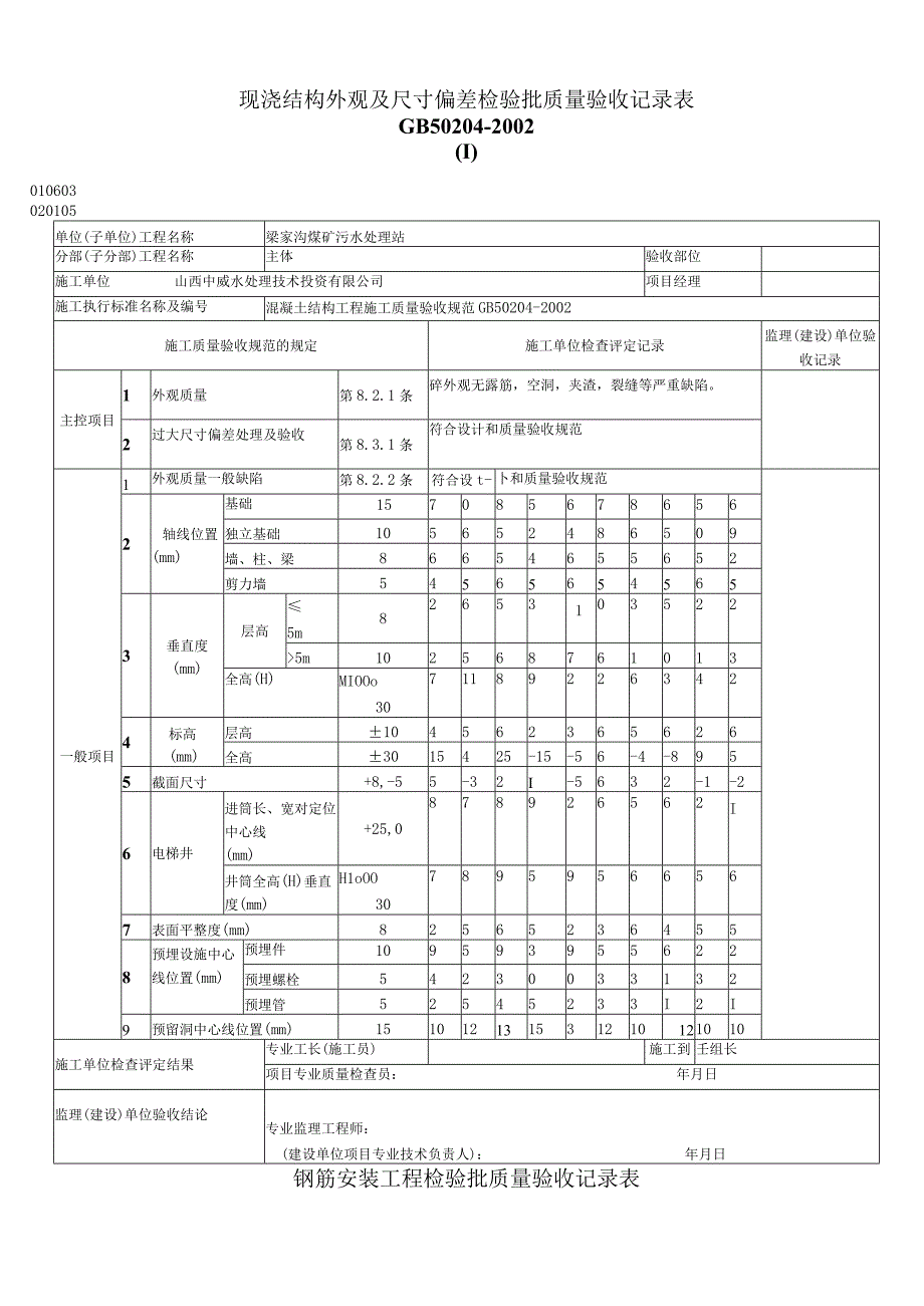 混凝土施工检验批质量验收记录表_2.docx_第2页