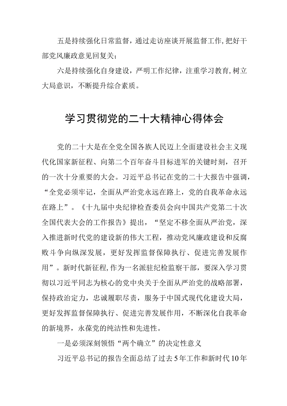 纪检监察组长关于深入学习贯彻党的二十大精神的研讨发言十一篇.docx_第2页