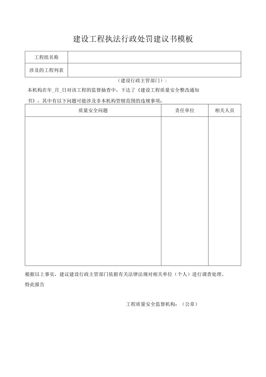 建设工程执法行政处罚建议书模板.docx_第1页