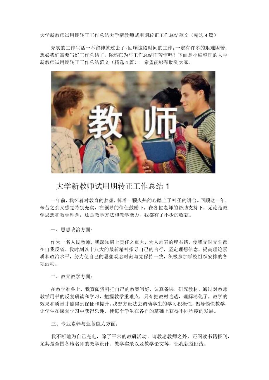 大学新教师试用期转正工作总结.docx_第1页