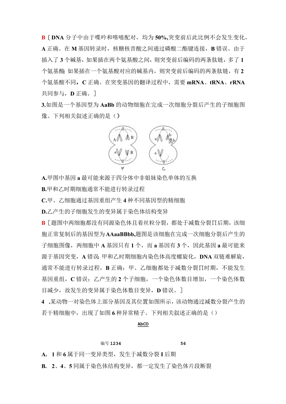 2023-2024学年 人教版 必修二 重点突破练(五) 可遗传变异的类型及其应用 作业.docx_第2页