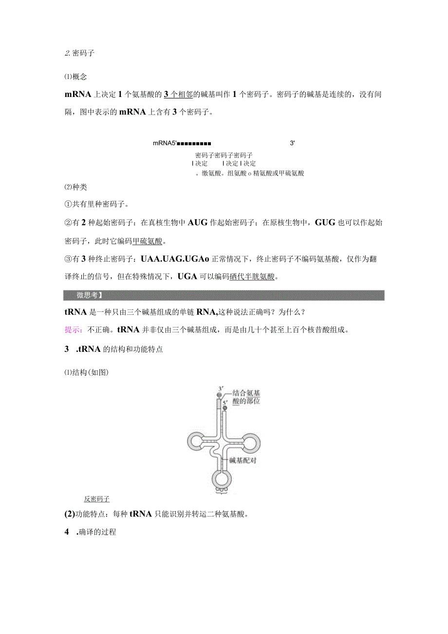 2023-2024学年 人教版 必修二 基因指导蛋白质的合成 学案.docx_第3页