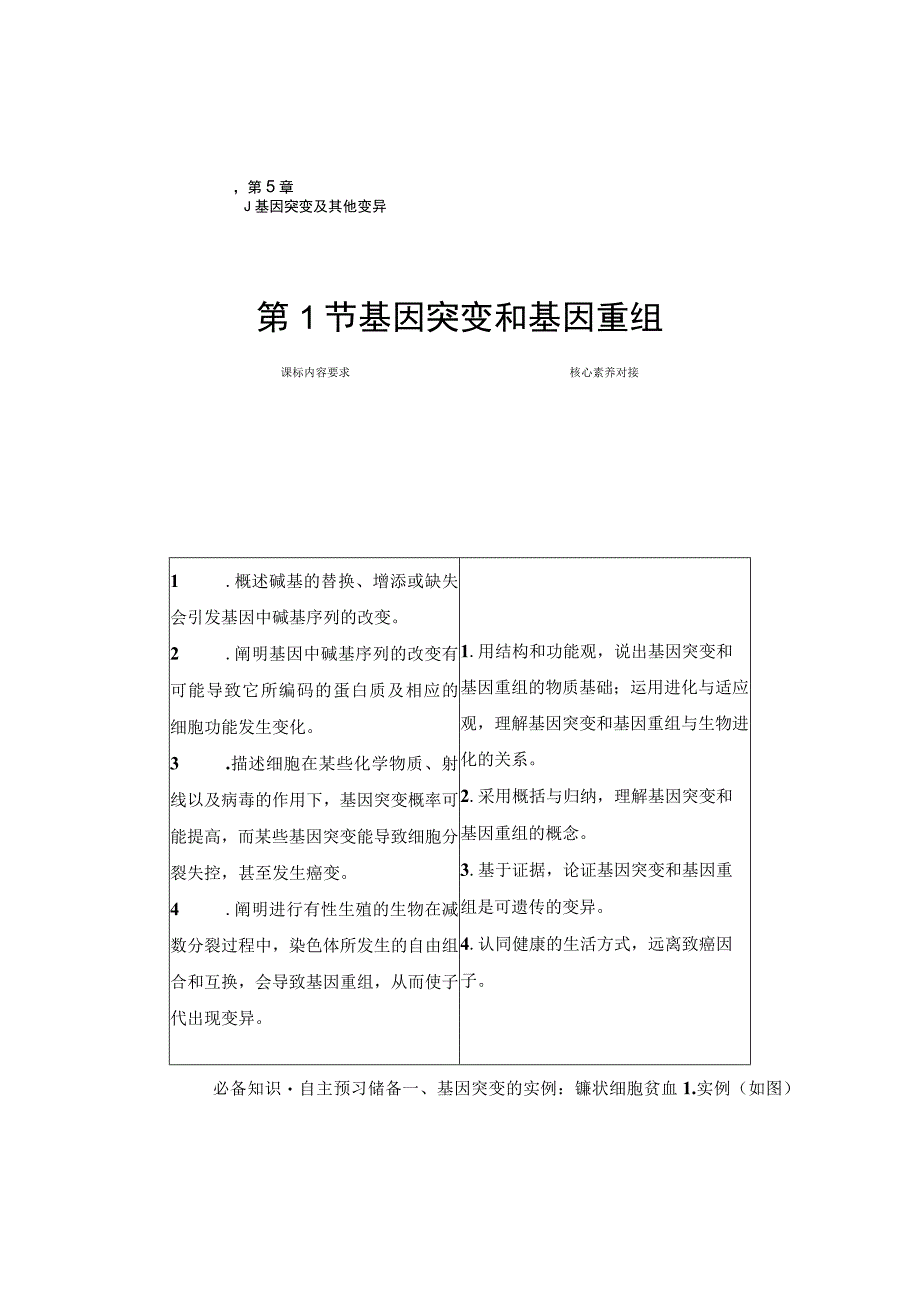 2023-2024学年 人教版 必修二 基因突变和基因重组 学案.docx_第1页