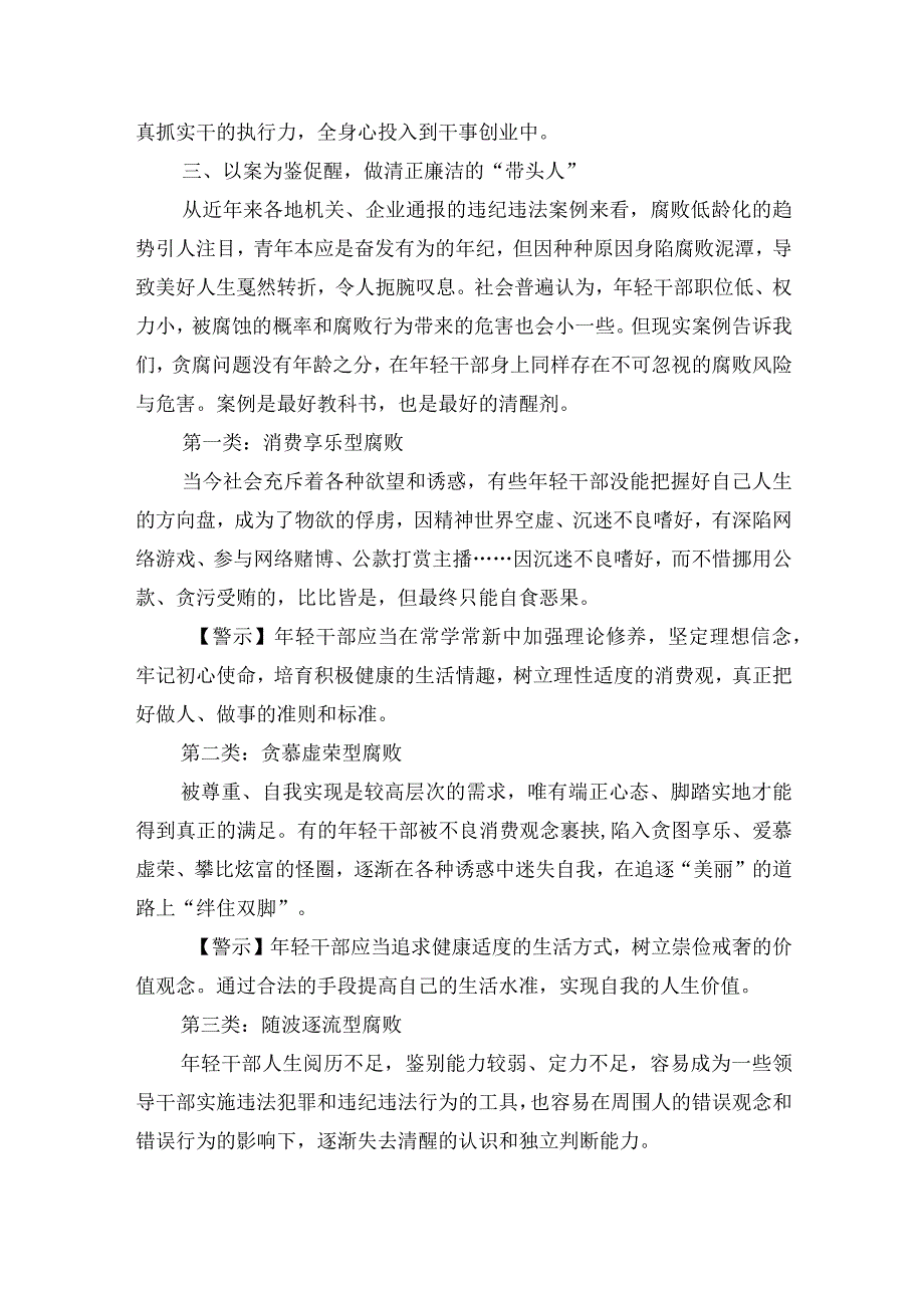 企业公司2023年青年干部集体廉政谈话提纲.docx_第3页