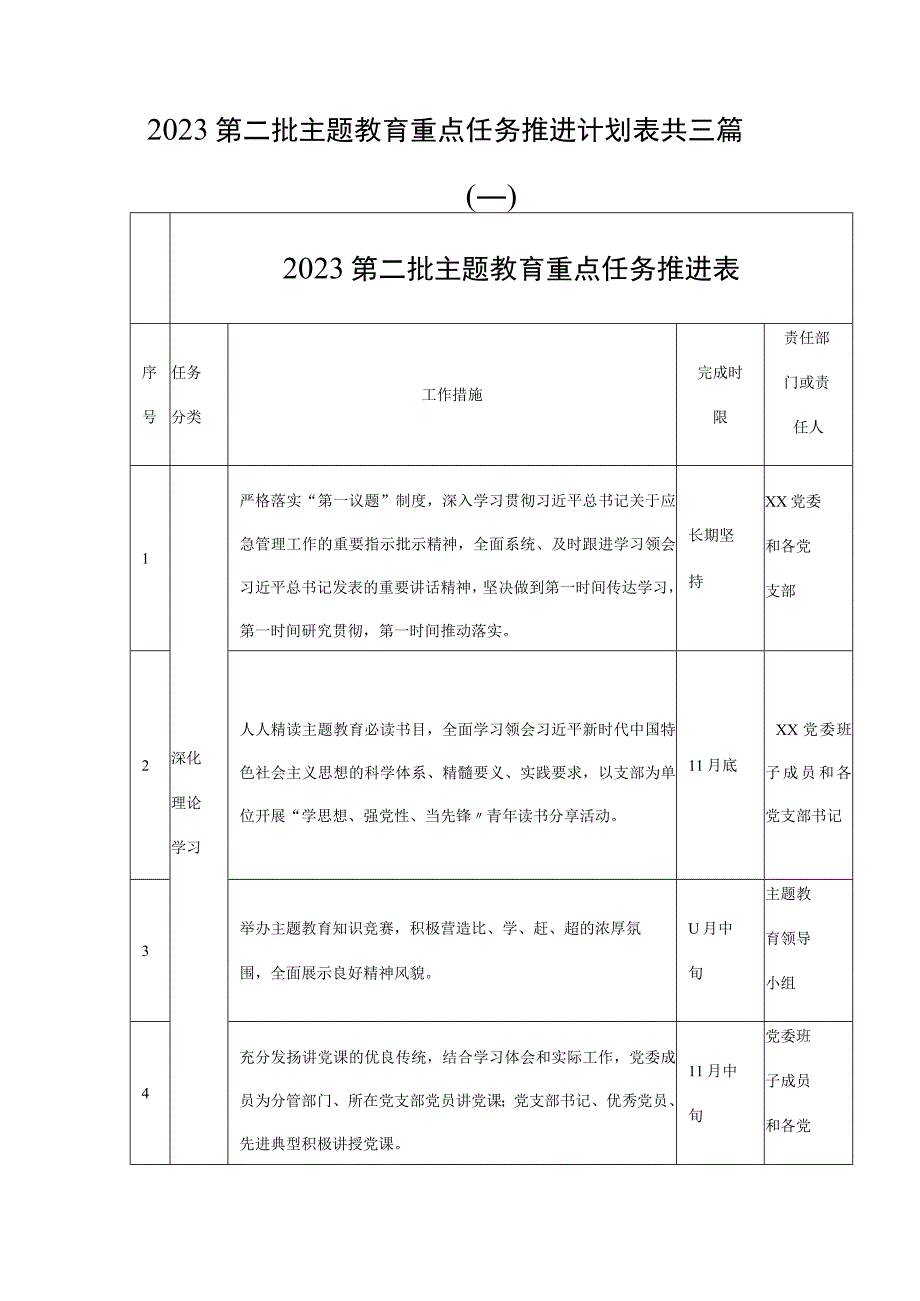 2023第二批主题教育重点任务推进计划表共三篇.docx_第1页