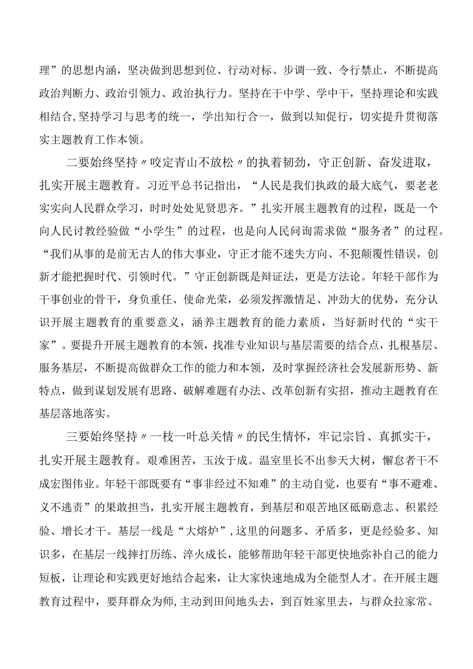 二十篇汇编2023年在深入学习贯彻主题专题教育集体学习发言材料.docx_第2页