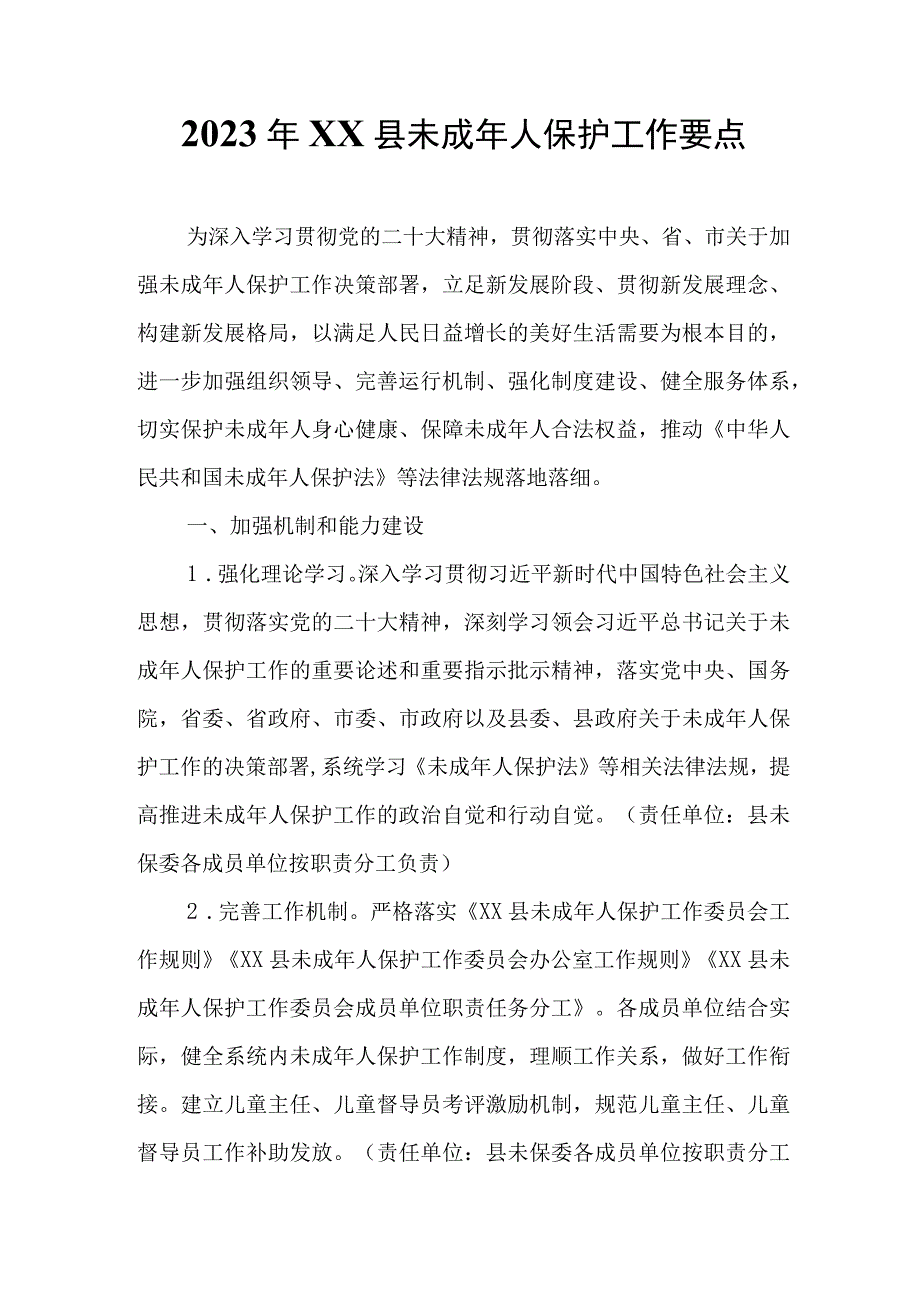 2023年XX县未成年人保护工作要点.docx_第1页