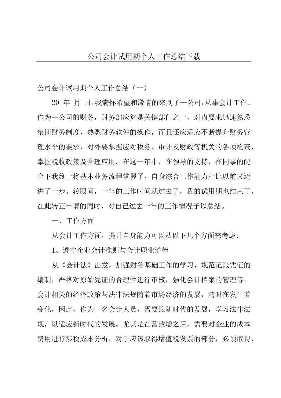 公司会计试用期个人工作总结下载.docx_第1页