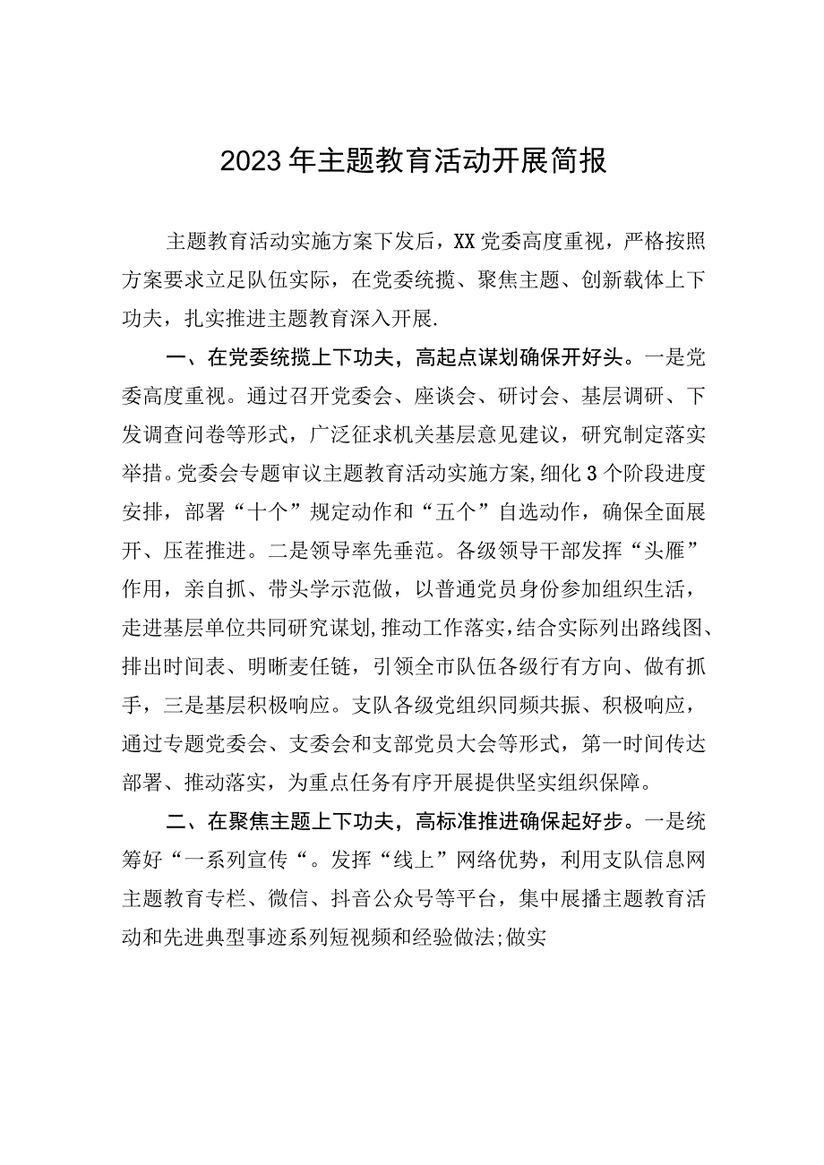 2023年主题教育活动开展简报.docx_第1页