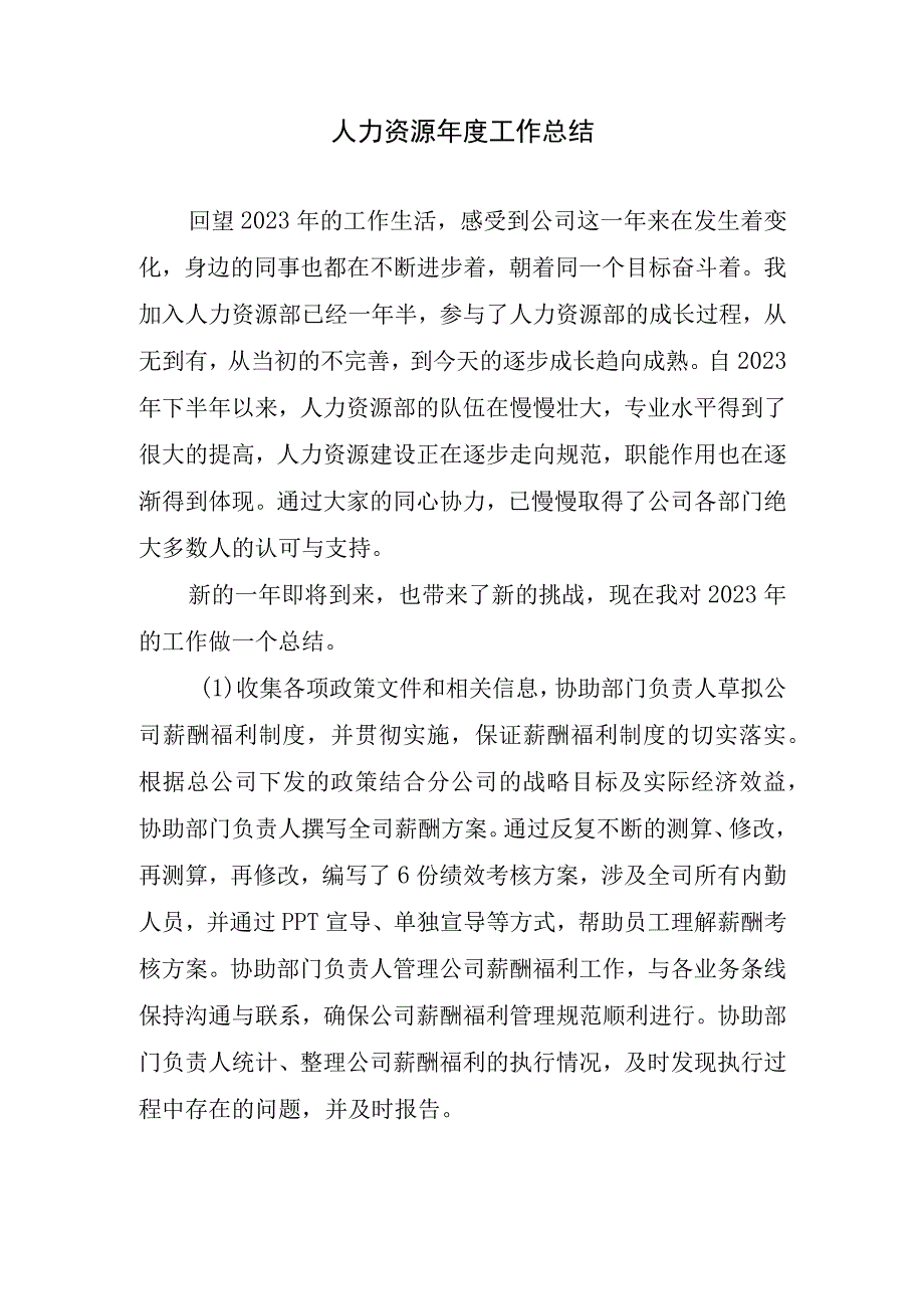 2023年人力资源年度工作总结.docx_第1页