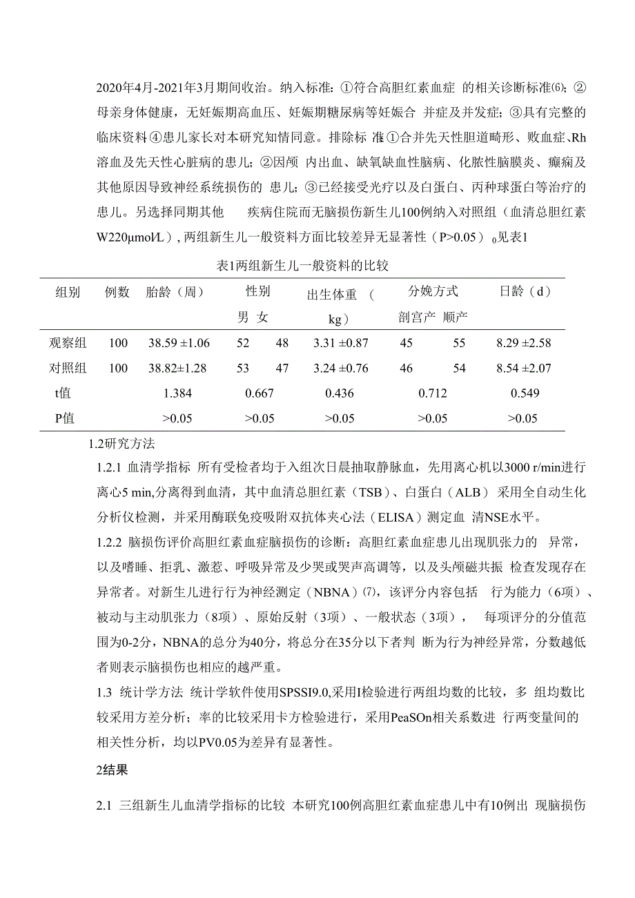 神经元特异性烯醇化酶在新生儿高胆红素血症脑损伤中的变化及临床意义.docx_第3页