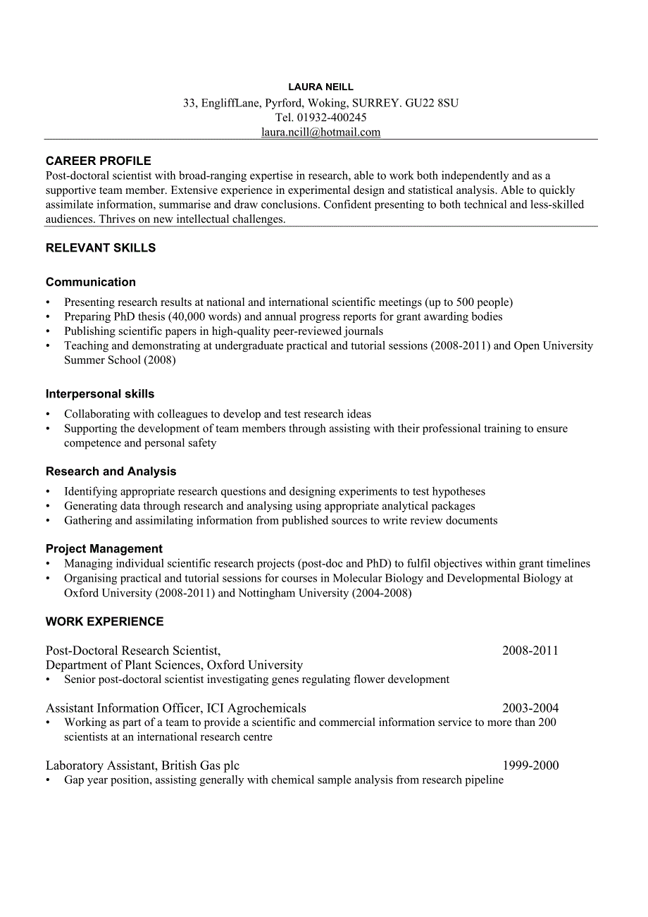 牛津大学简历模板Skills-based_CV.docx_第1页