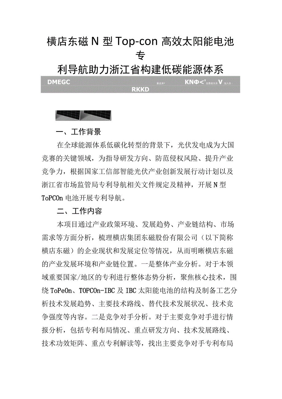 横店东磁N型Top-con高效太阳能电池专利导航助力浙江省构建低碳能源体系.docx_第1页