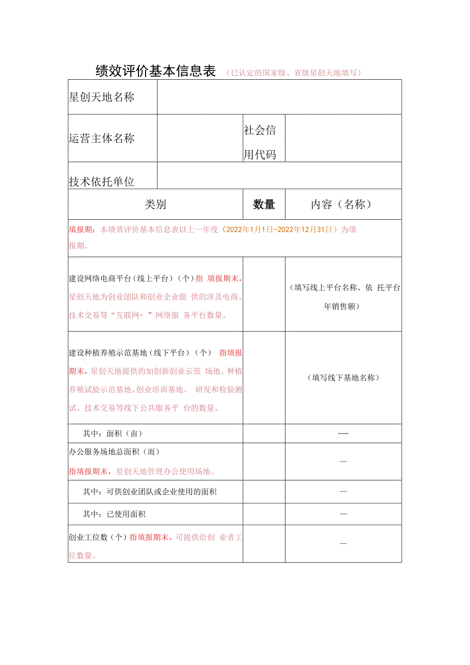 绩效评价基本信息表已认定的国家级、省级星创天地填写.docx_第1页