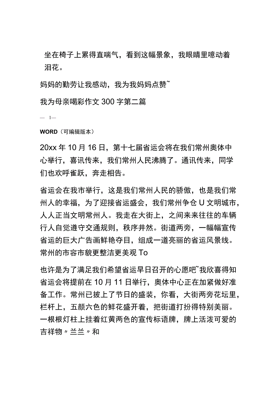 我为母亲喝彩作文300字精选31篇.docx_第2页