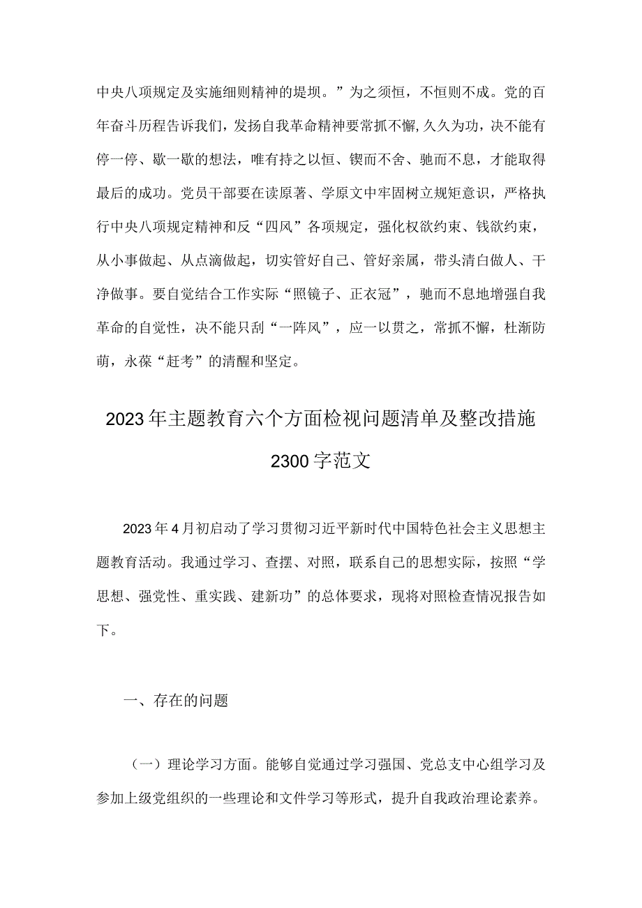 2023年主题教育“以学正风”专题研讨材料与主题教育六个方面检视问题清单及整改措施【两篇文】.docx_第3页