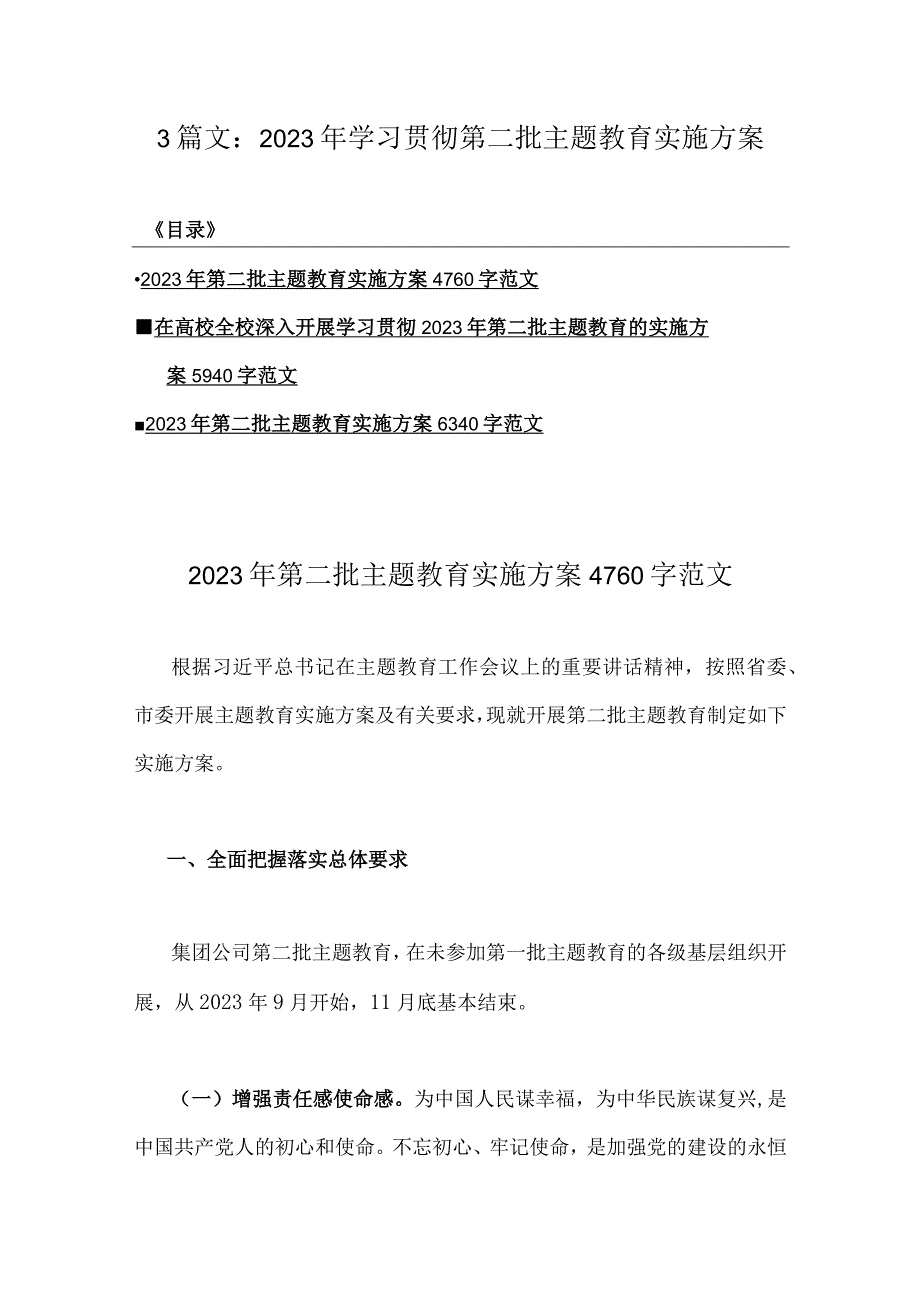 3篇文：2023年学习贯彻第二批主题教育实施方案.docx_第1页