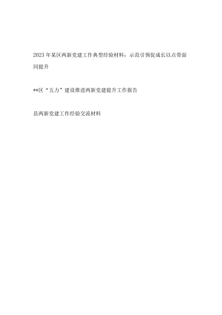 2023年某县区两新党建工作典型经验交流材料和推进两新党建提升工作报告.docx_第1页