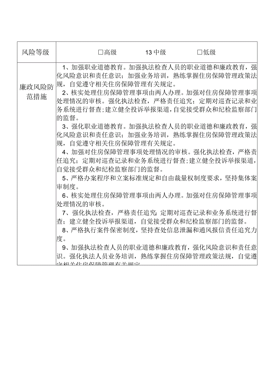 X 县住房和城乡建设部门住房保障管理股干部个人岗位廉政风险点排查登记表.docx_第2页