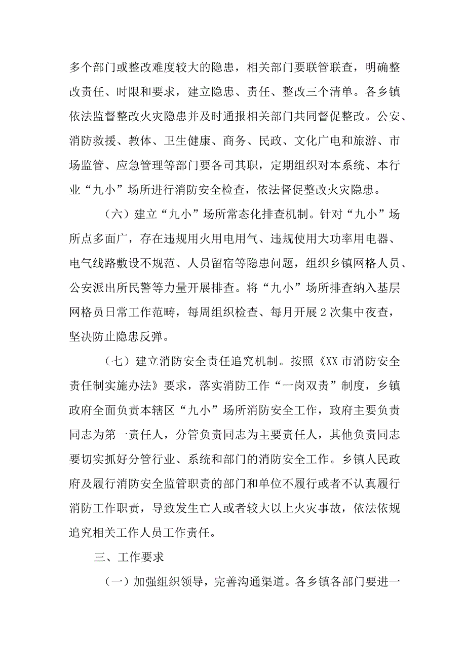 XX县关于建立“九小”场所多部门消防安全联合监管机制的实施意见.docx_第3页