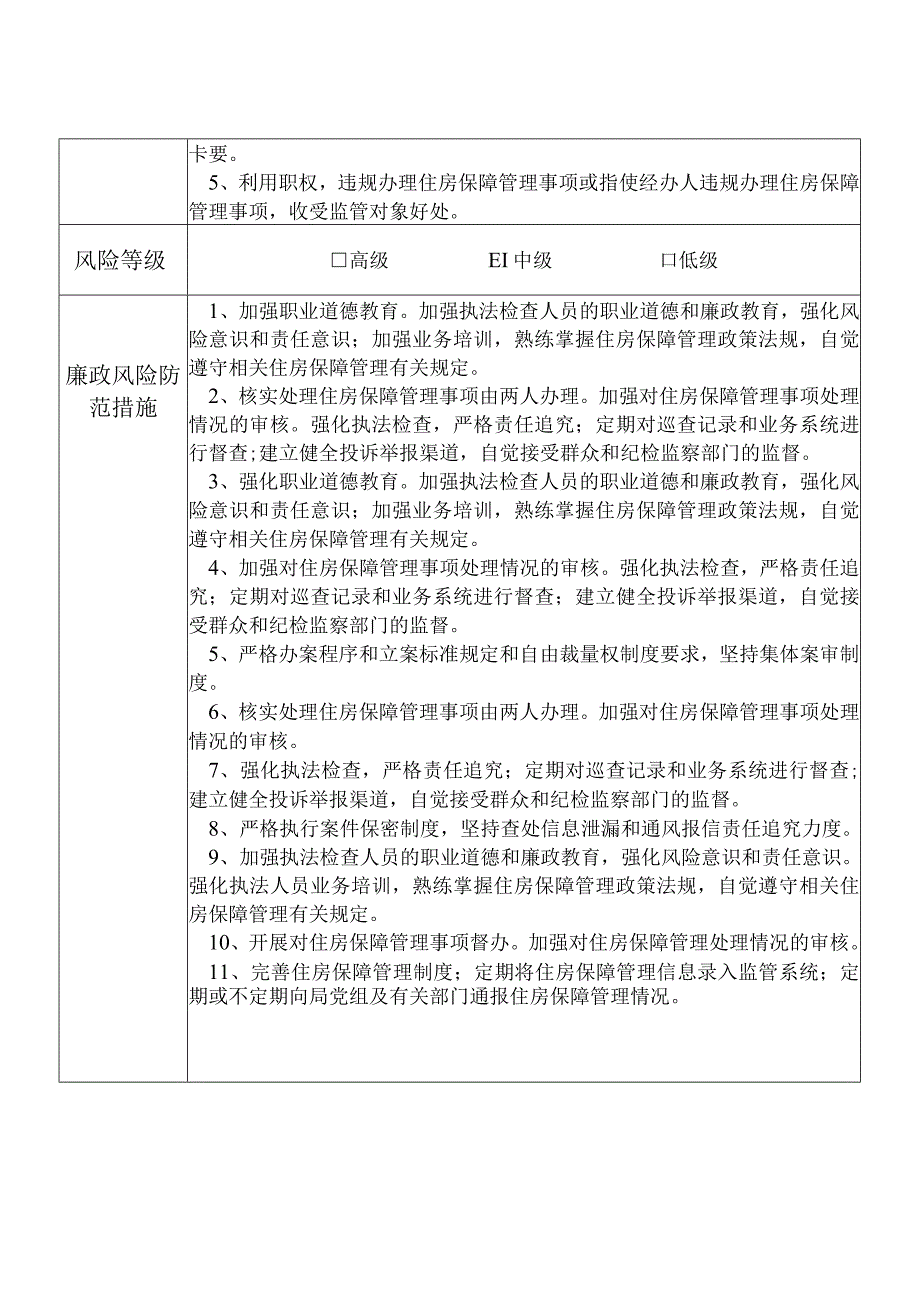 X县住房和城乡建设部门住房保障管理股股长个人岗位廉政风险点排查登记表.docx_第2页