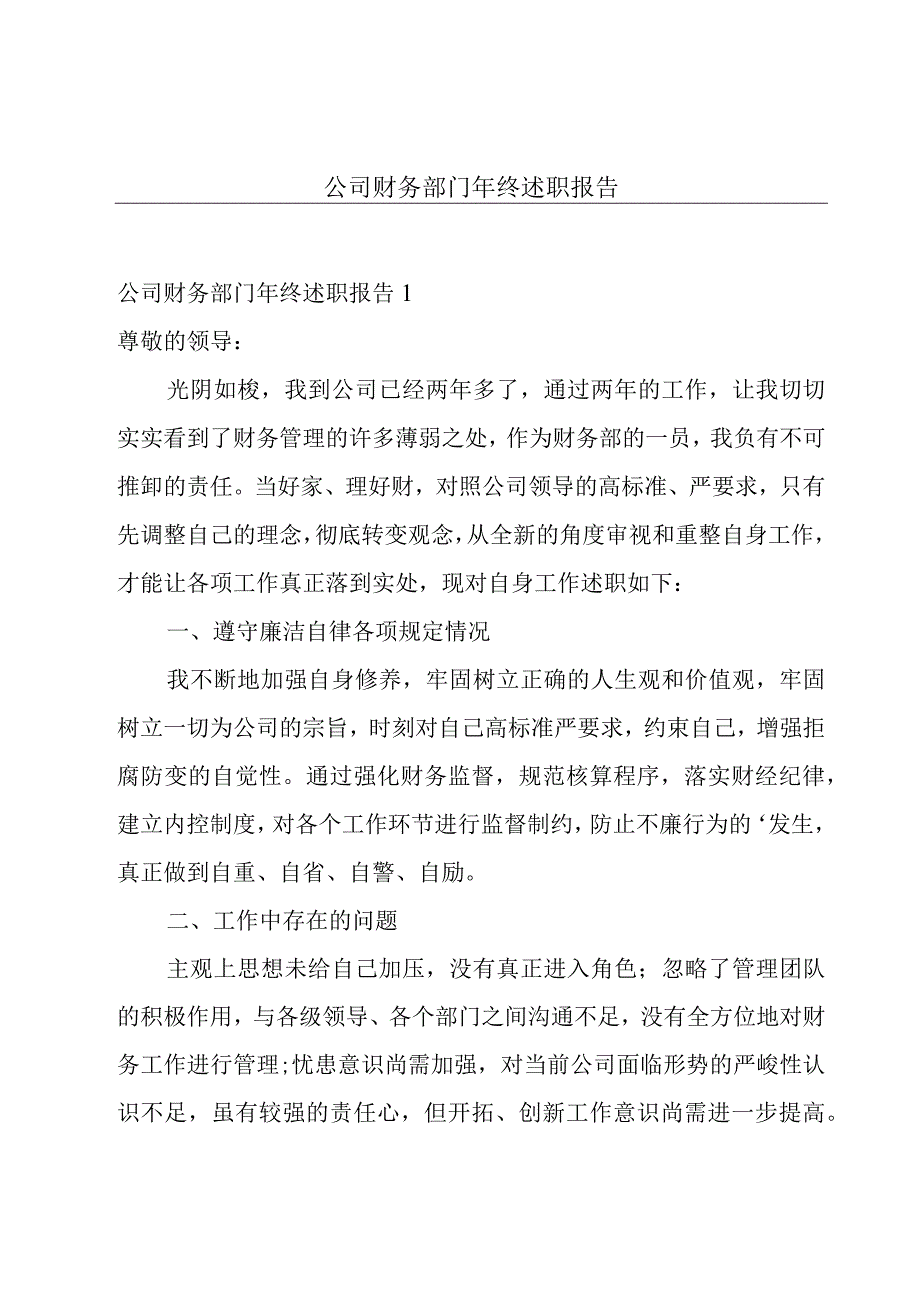 公司财务部门年终述职报告.docx_第1页