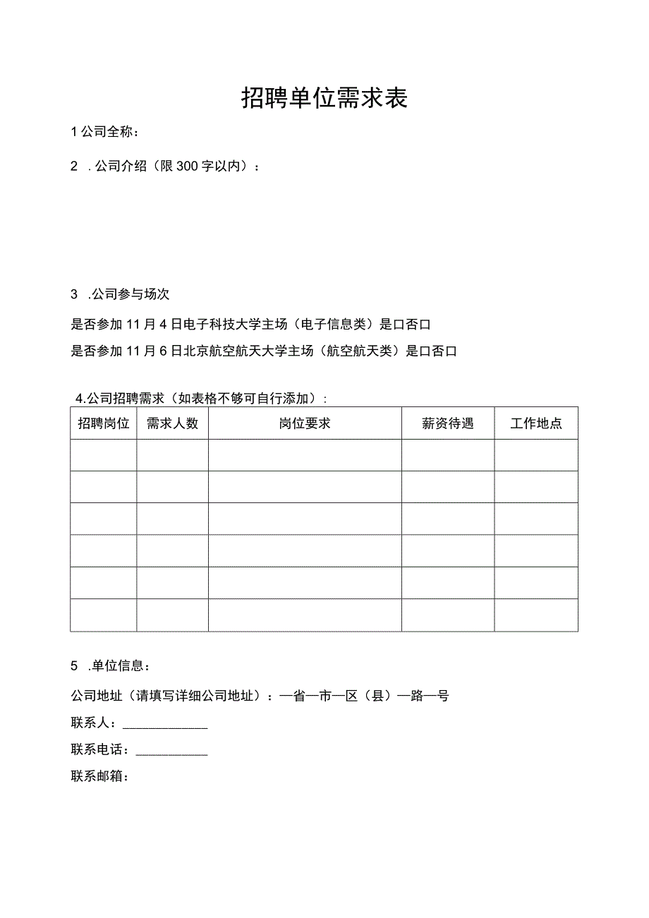 人才专场招聘会参会企业招聘需求表.docx_第1页