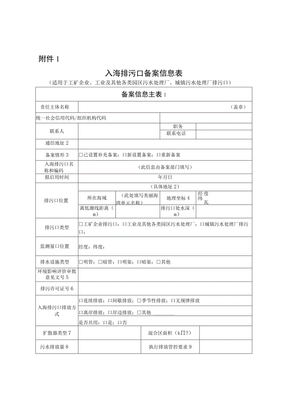 入海排污口备案信息表、登记表.docx_第1页