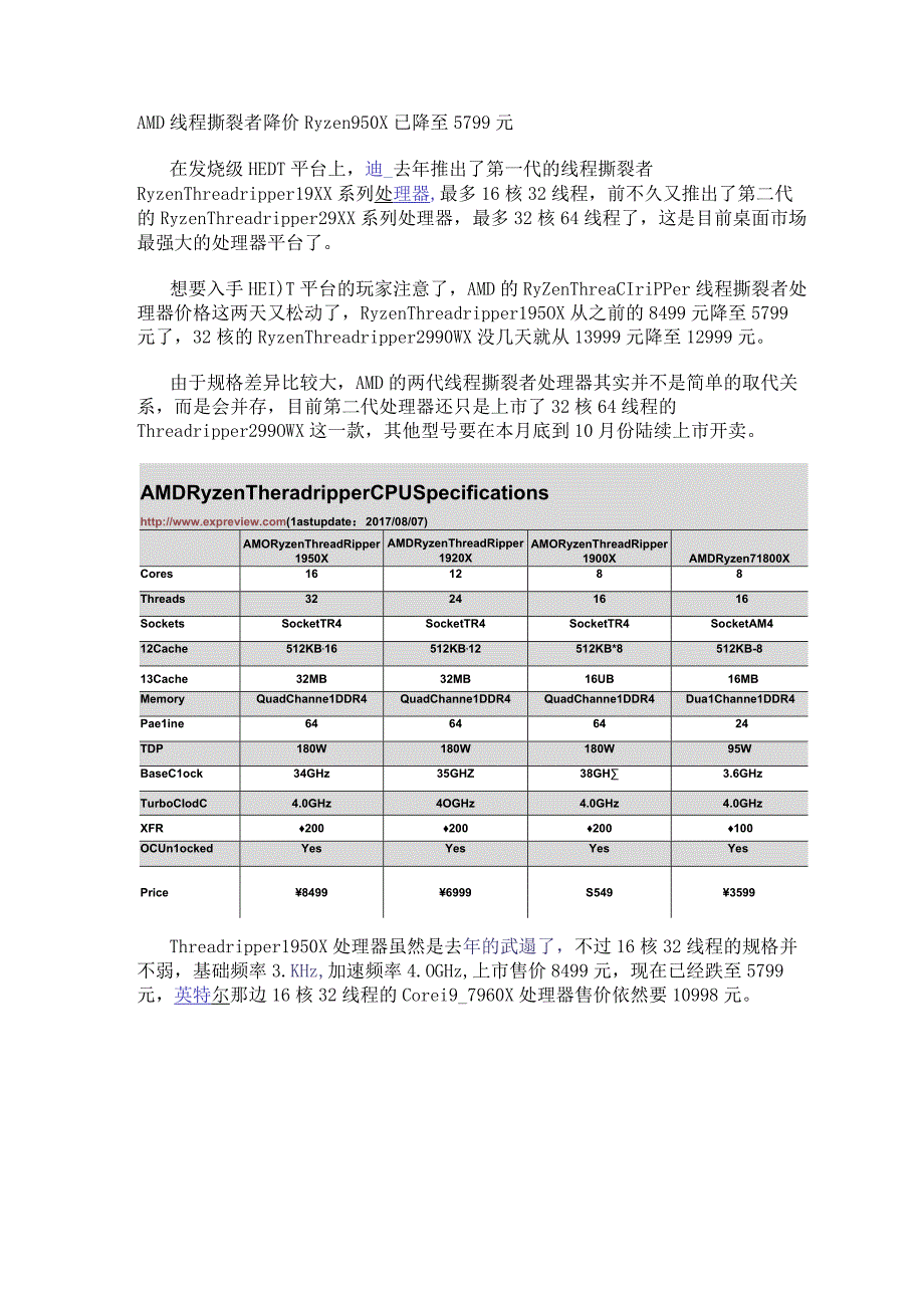 AMD线程撕裂者降价 Ryzen950X已降至5799元.docx_第1页