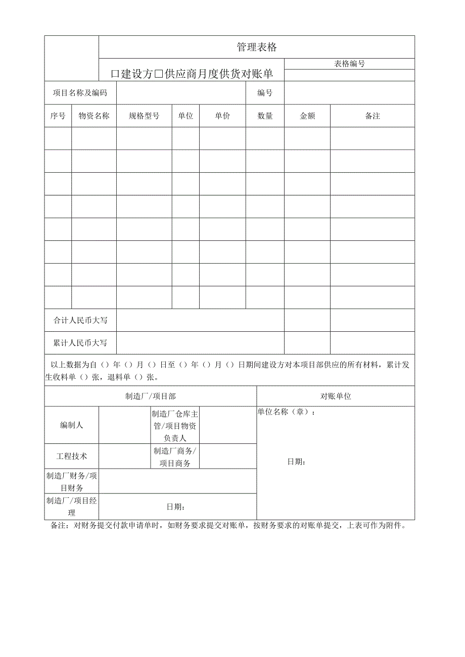 供应商月度供货对账单.docx_第1页