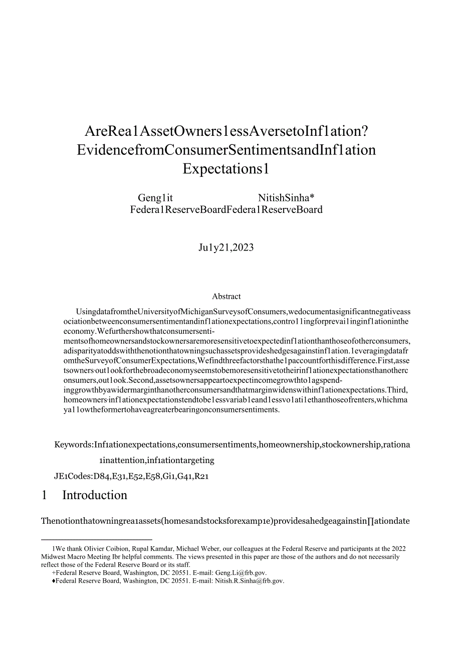 【市场报告】美联储-房地产所有者对通货膨胀的厌恶程度降低了吗？来自消费者情绪和通胀预期的证据（英）-.docx_第2页