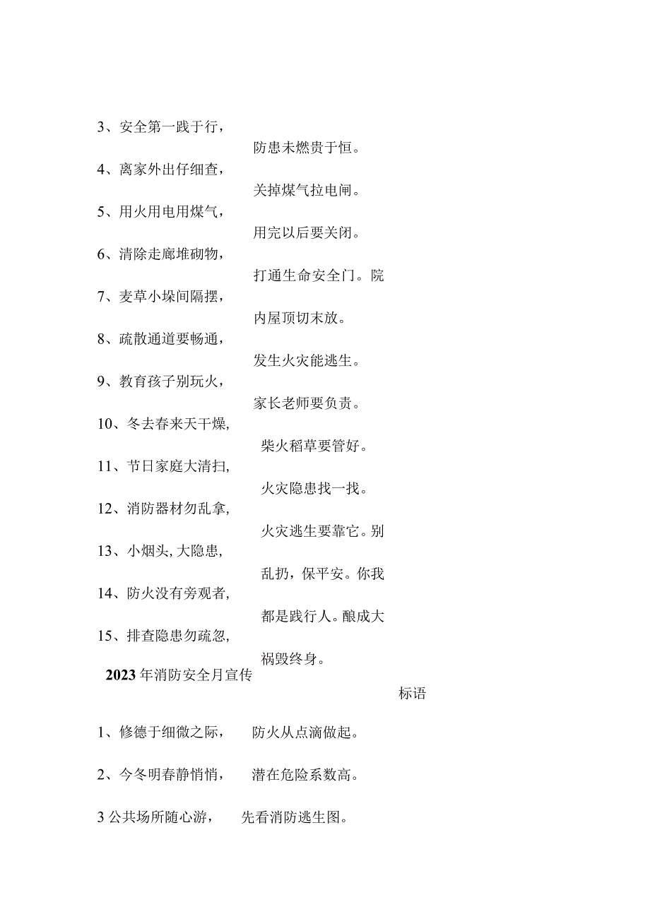 2023年国企单位消防安全月宣传活动标语 汇编4份.docx_第2页