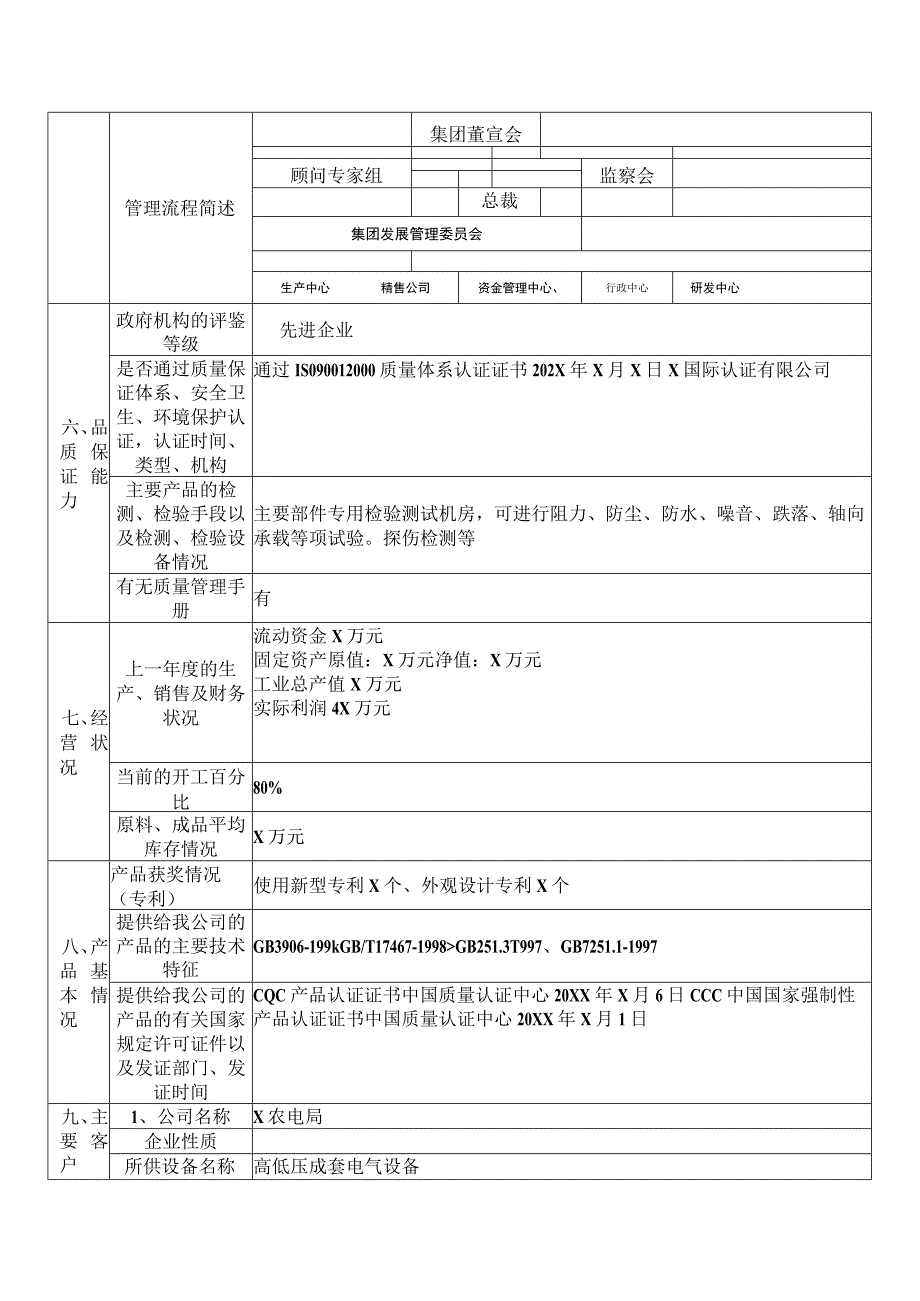 XX机电设备有限公司供应商情况调查表（2023年）.docx_第3页