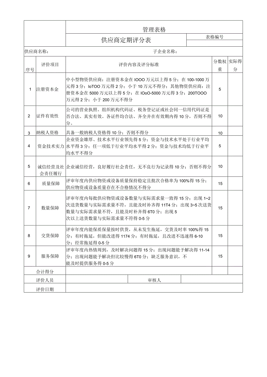 供应商定期评分表.docx_第1页