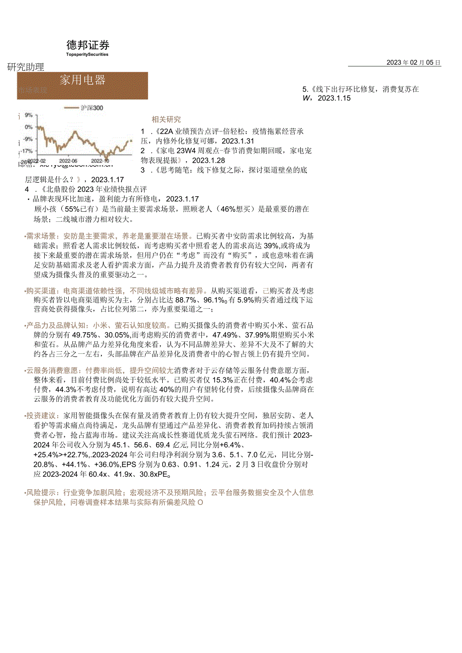 【养老大健康研报】家用摄像头问卷调研分析专题：老龄化时代重要赛道龙头有望率先抢占蓝海-202302.docx_第1页