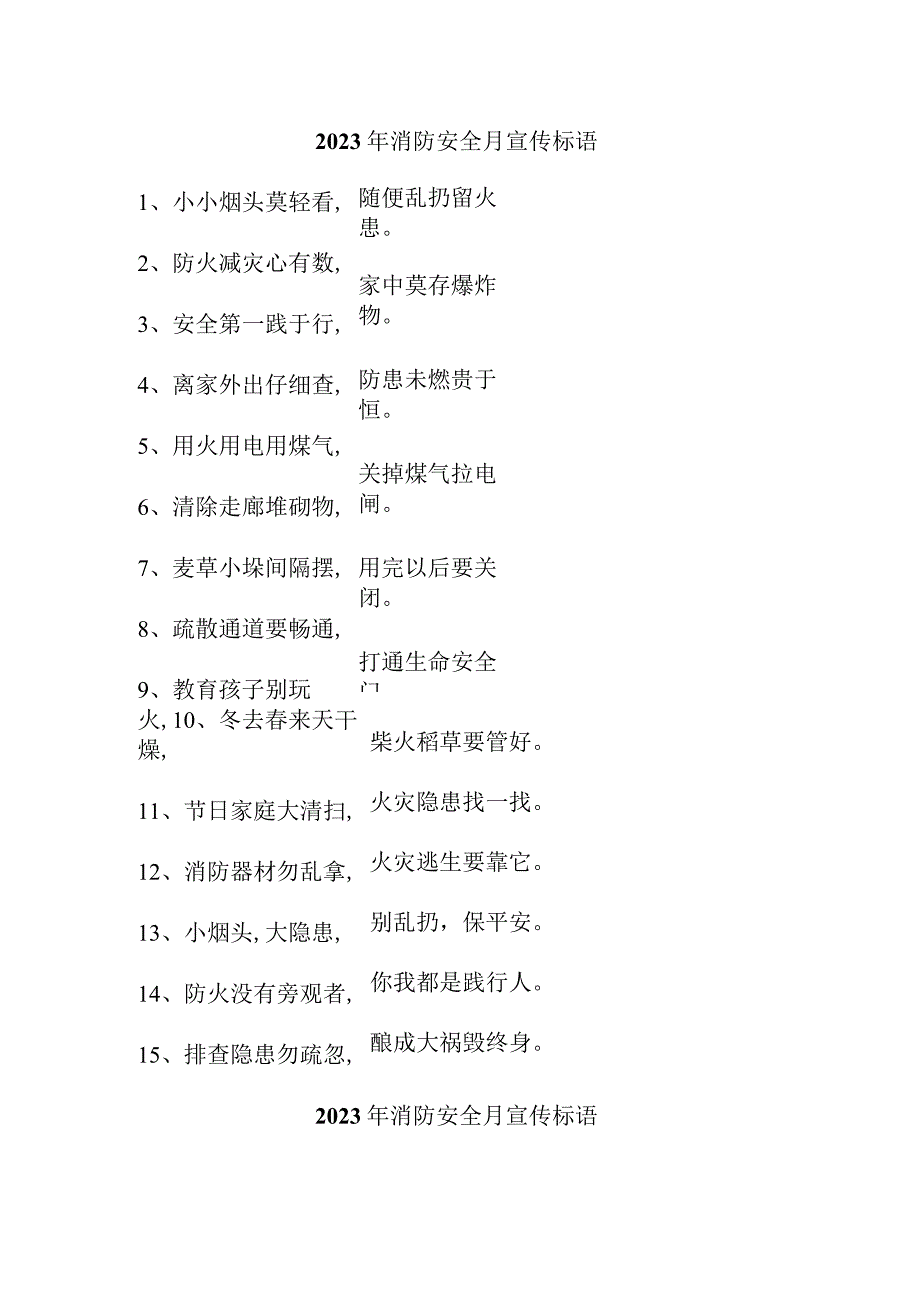 2023年燃气公司《消防安全月》宣传标语（4份）.docx_第1页