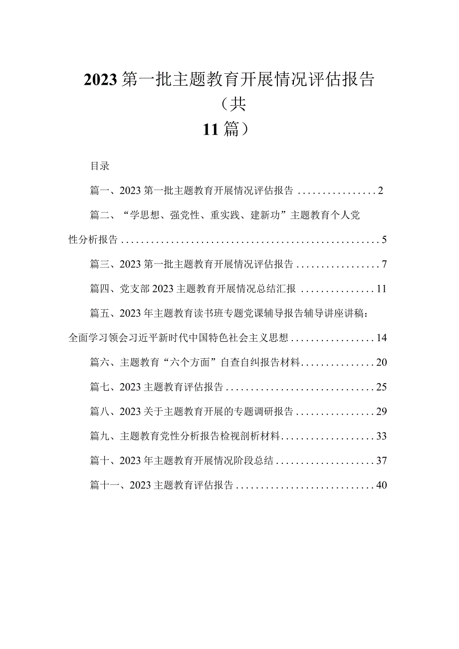 2023第一批主题教育开展情况评估报告精选（共11篇）.docx_第1页