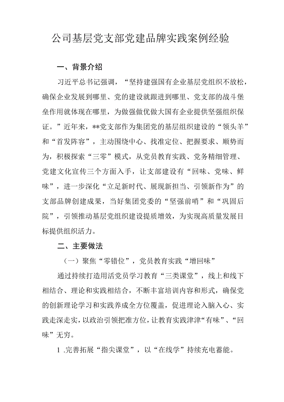 2023国企公司基层党支部党建品牌实践案例经验.docx_第2页