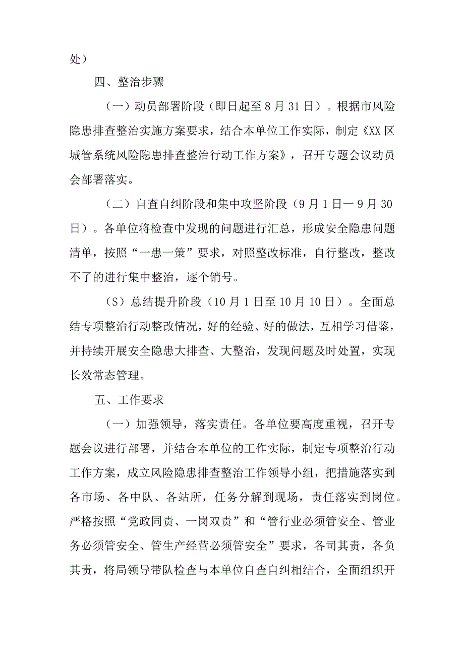 XX区城管系统风险隐患排查整治行动工作方案.docx_第3页