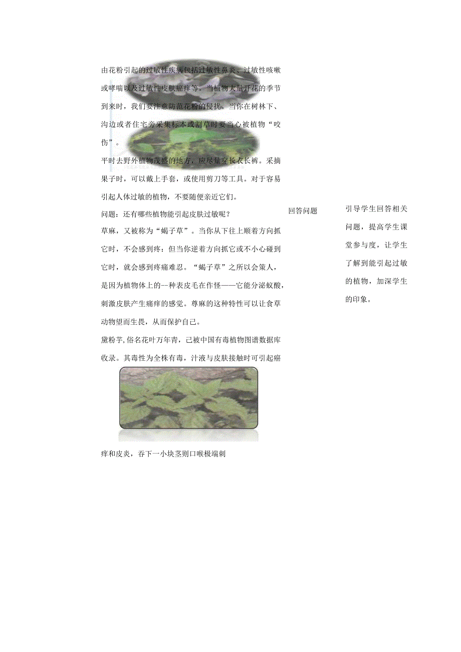 8 植物朋友告诉你 教案 湘教版生命与安全四年级上册.docx_第3页