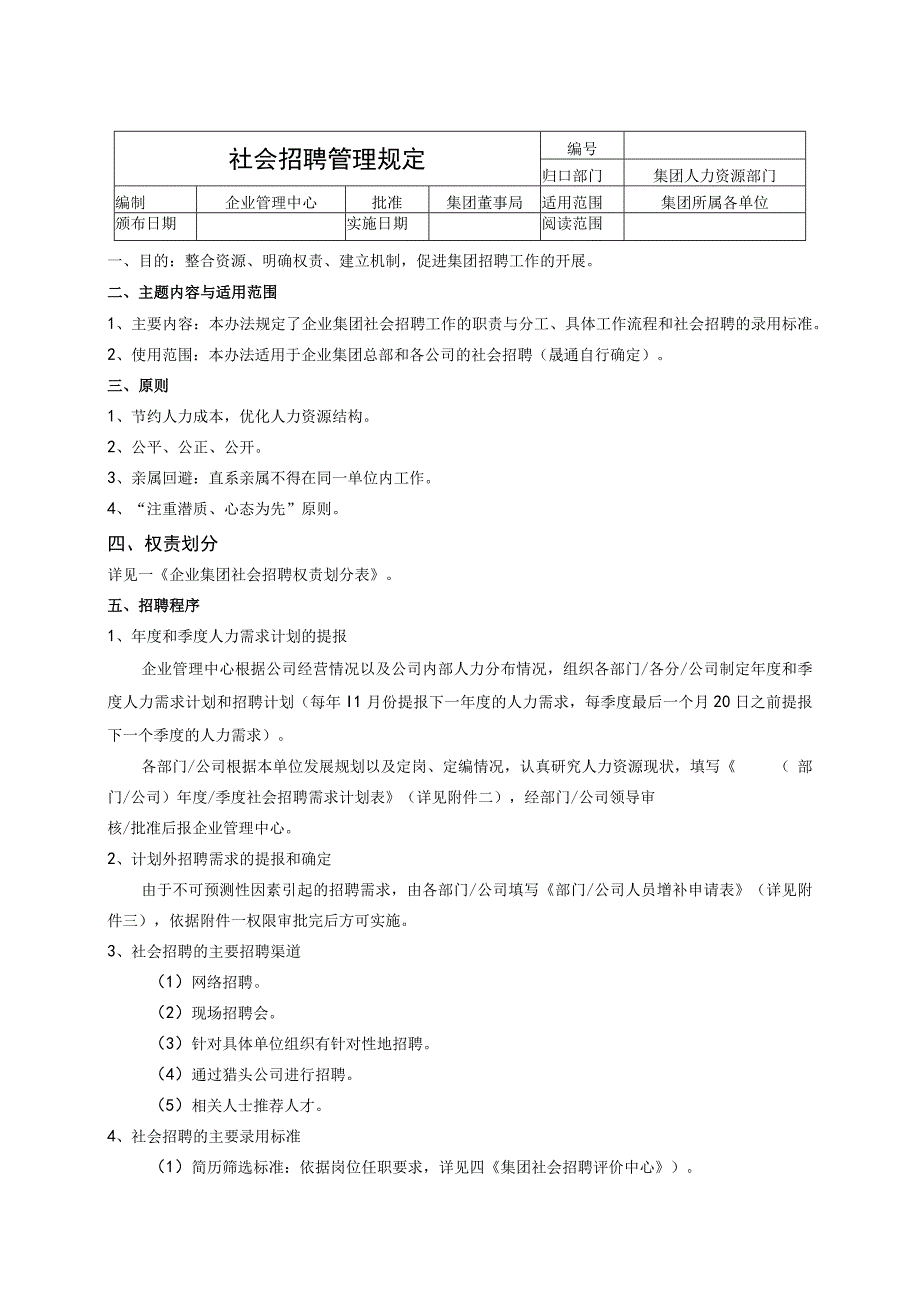 企业集团社会招聘管理理规定.docx_第1页