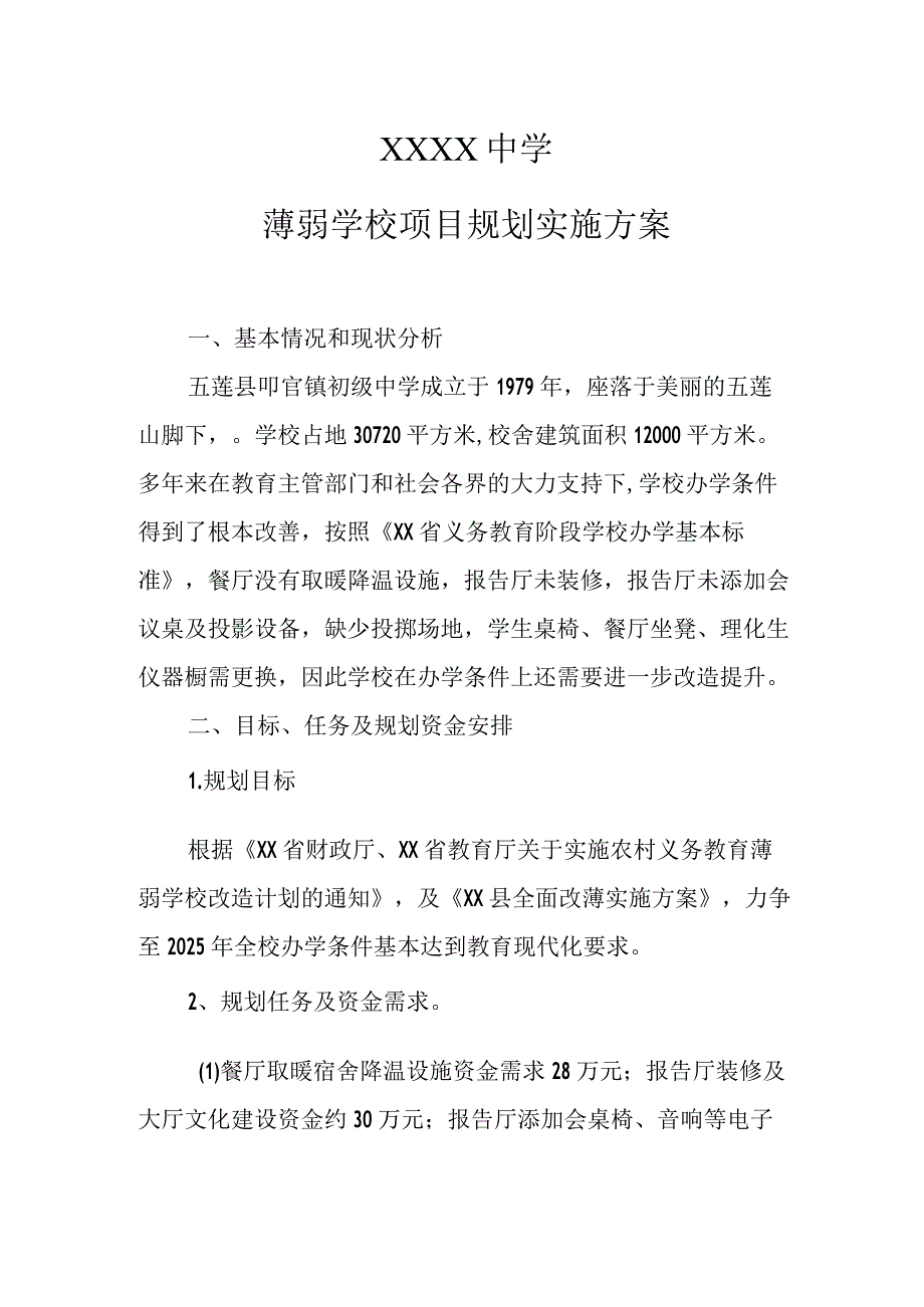 中学薄弱学校项目规划实施方案.docx_第1页