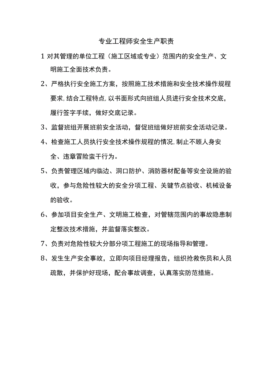 专业工程师安全生产职责.docx_第1页