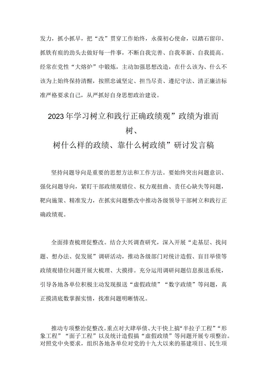 2篇文：学习树立和践行正确政绩观“政绩为谁而树、树什么样的政绩、靠什么树政绩”研讨发言稿.docx_第3页