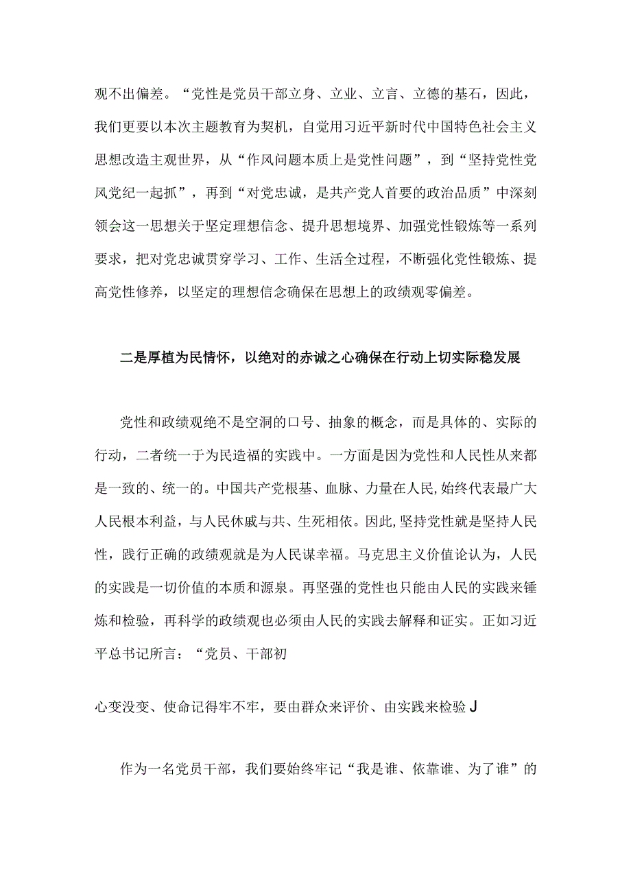 2023年学习树立和践行正确政绩观的重要论述研讨心得体会发言材料2010字范文.docx_第2页