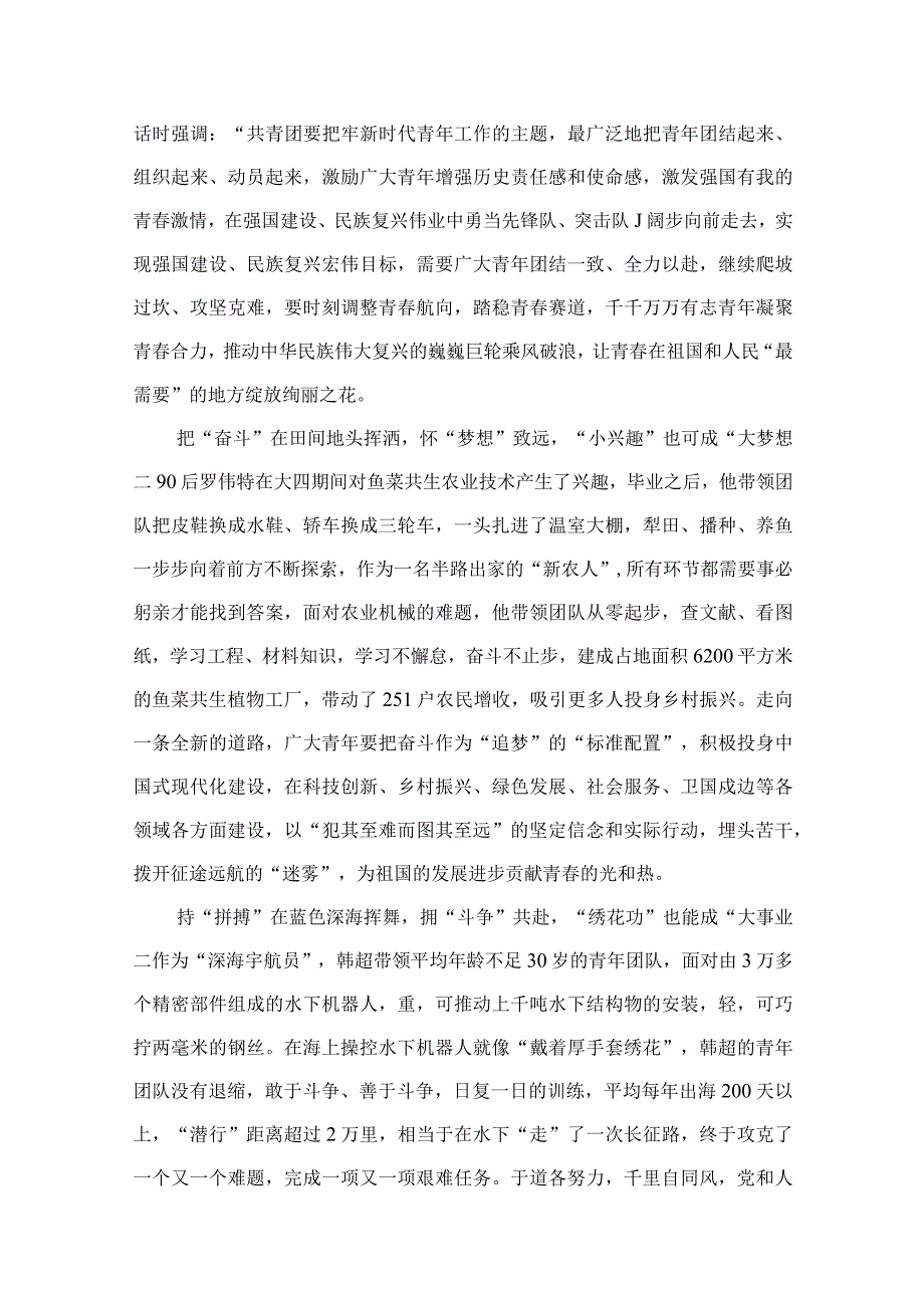 2023年《在中南海同团中央新一届领导班子成员集体谈话》学习心得感悟精选18篇通用范文.docx_第3页