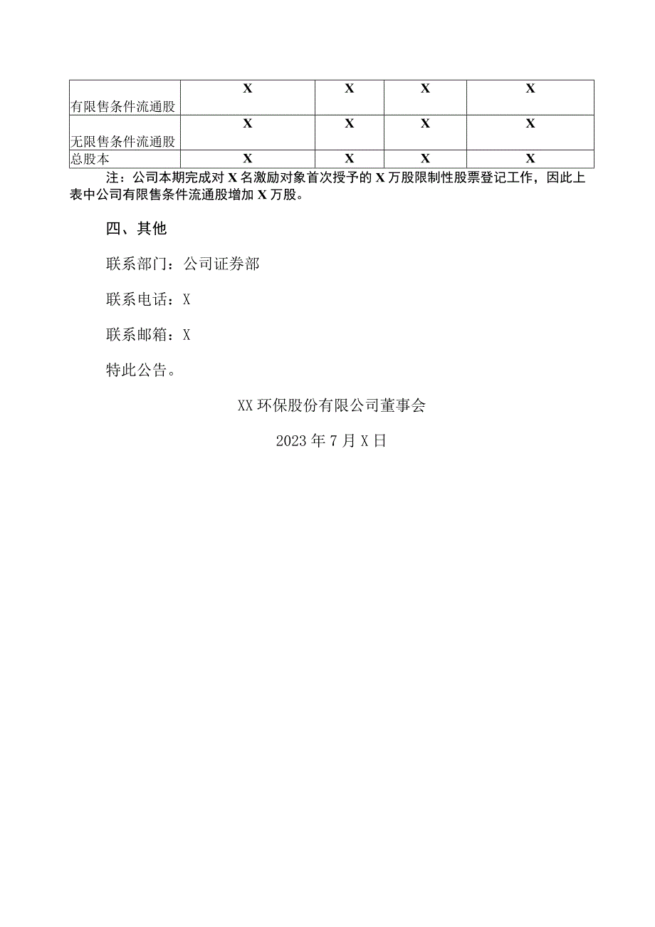 XX环保股份有限公司可转债转股结果暨股份变动公告.docx_第3页