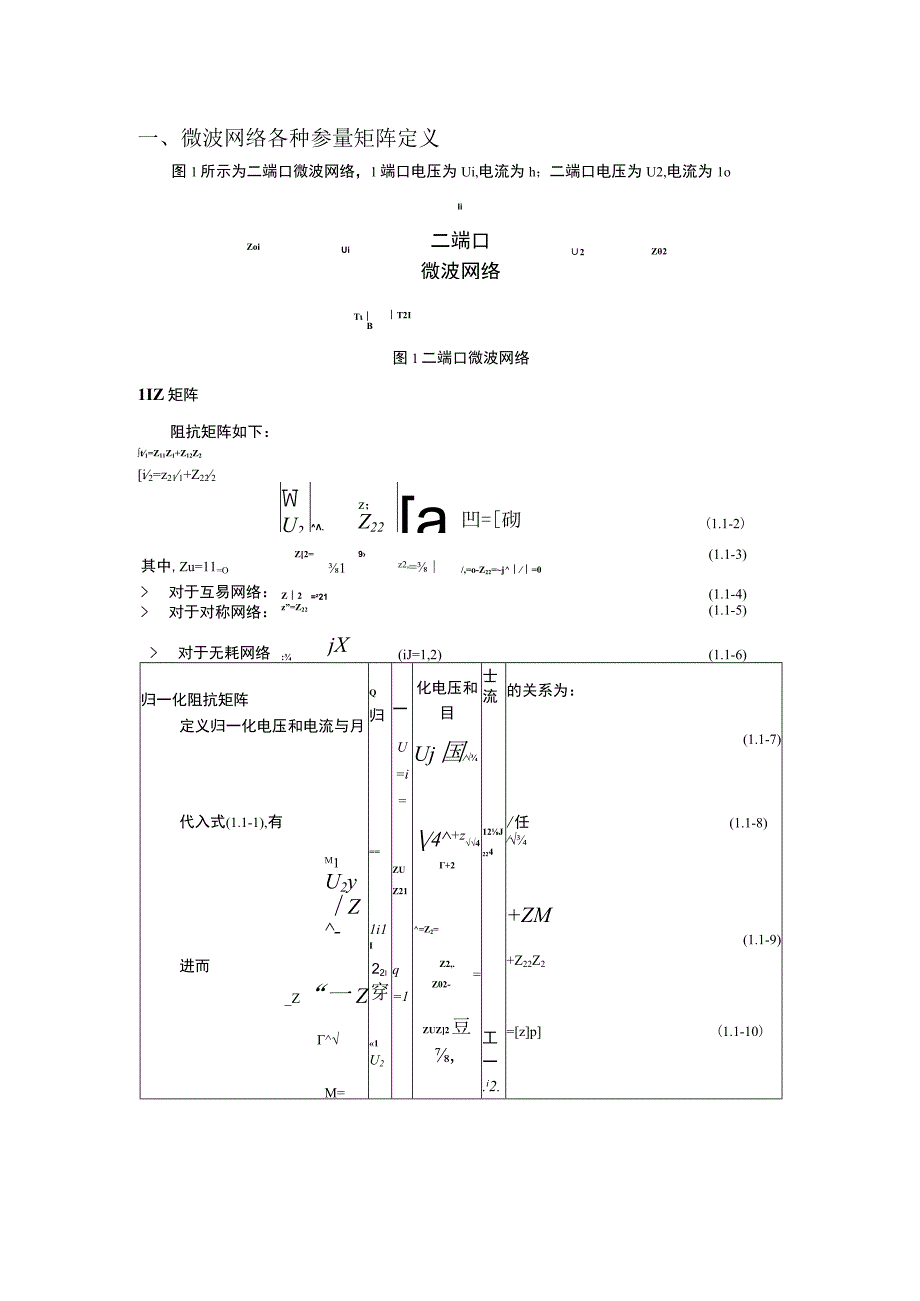 Z矩阵、Y矩阵、A矩阵、S矩阵、T矩阵定义、推导及转换公式.docx_第1页