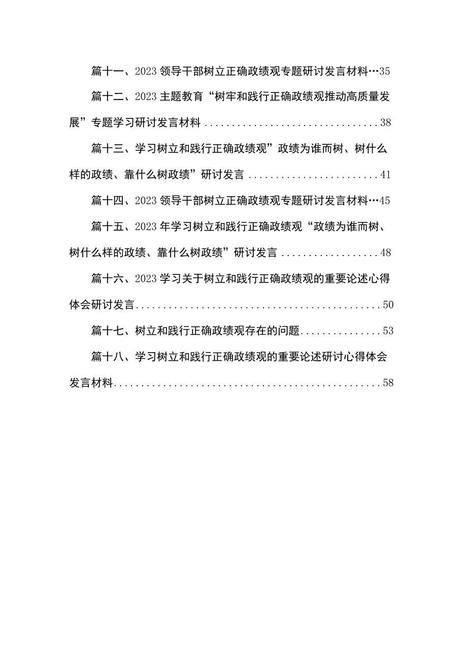 2023学习树立和践行正确政绩观的重要论述研讨心得体会发言材料（共18篇）.docx_第2页