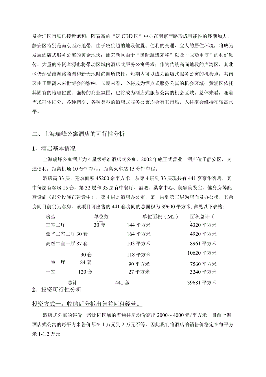 上海瑞峰公寓酒店投资可行性分析.docx_第2页